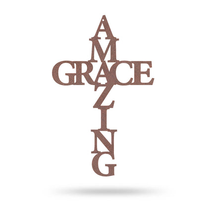 Amazing Grace Wall Art Cross 10"x16" / Rust - RealSteel Center