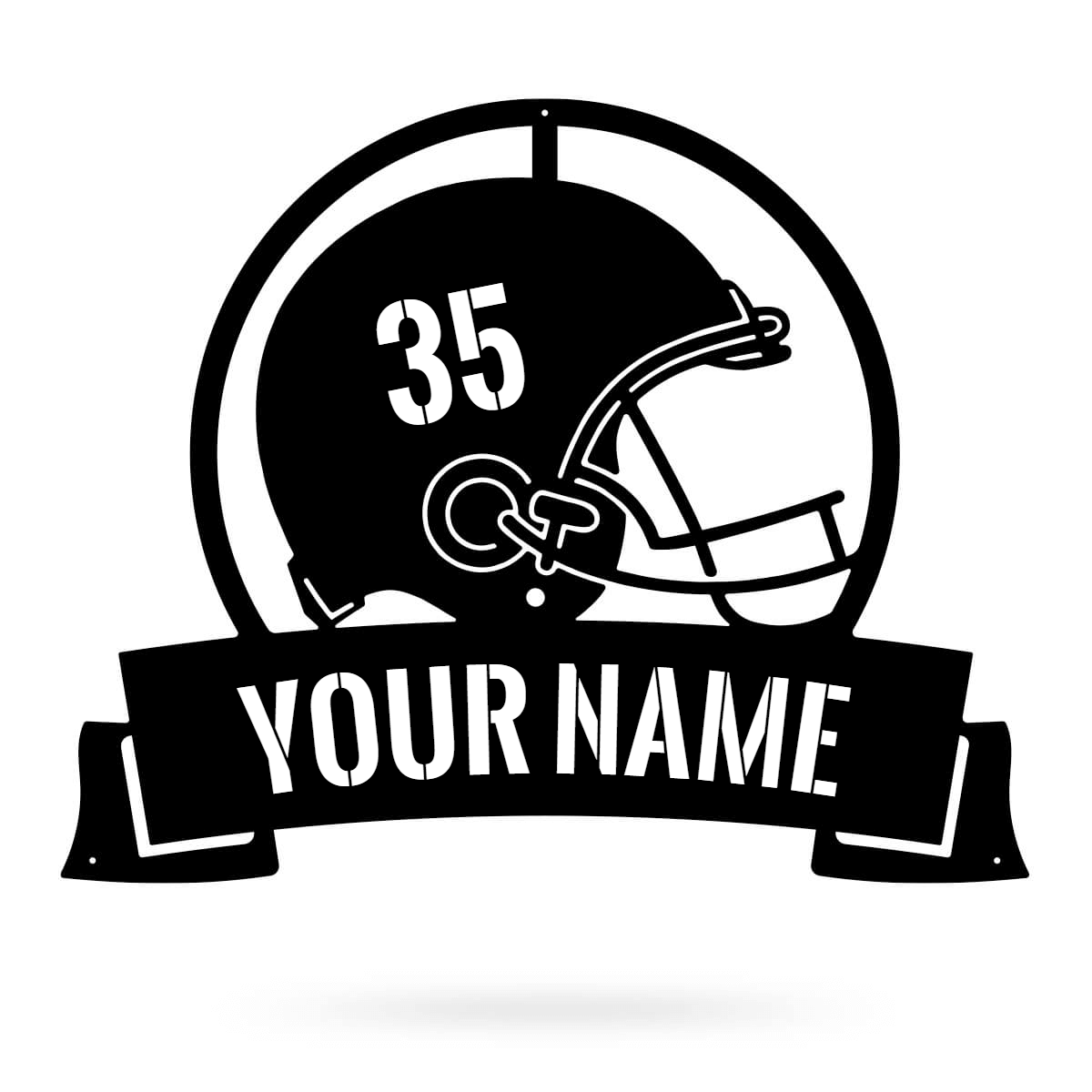 Football Helmet Monogram 20"x24" / Black - RealSteel Center