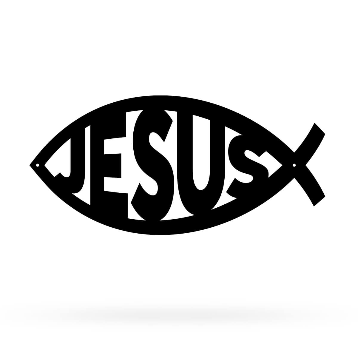 Jesus Christ "Ichthys" Symbol Wall Art 7.5"x16" - Design 1 / Black - RealSteel Center