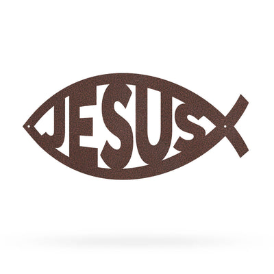 Jesus Christ "Ichthys" Symbol Wall Art 7.5"x16" - Design 1 / Penny Vein - RealSteel Center