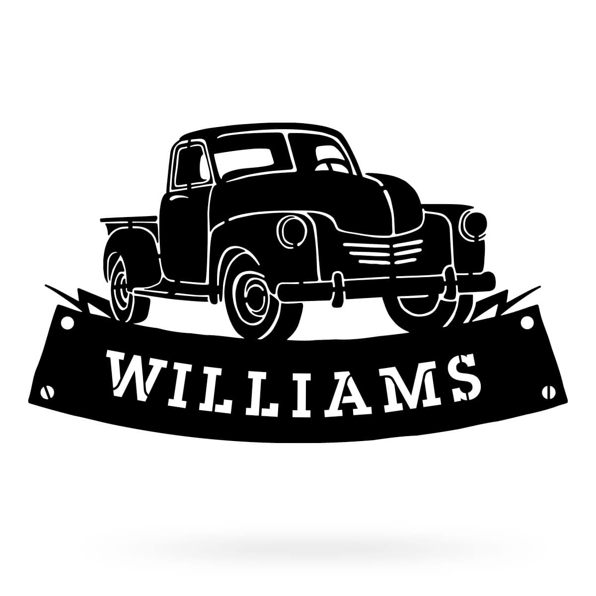 Pickup Truck Monogram – Personalized Decor for Auto Enthusiasts 14"x24" / Black - RealSteel Center