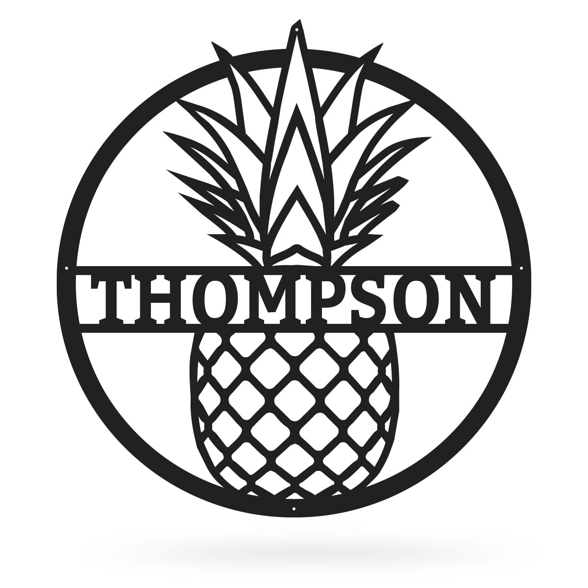 Personalized Last Name Pineapple Monogram 14" / Black - RealSteel Center