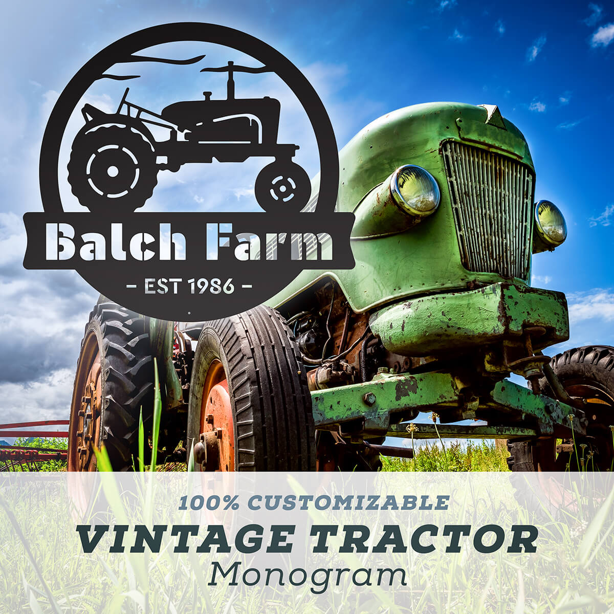 Vintage Tractor Monogram  - RealSteel Center